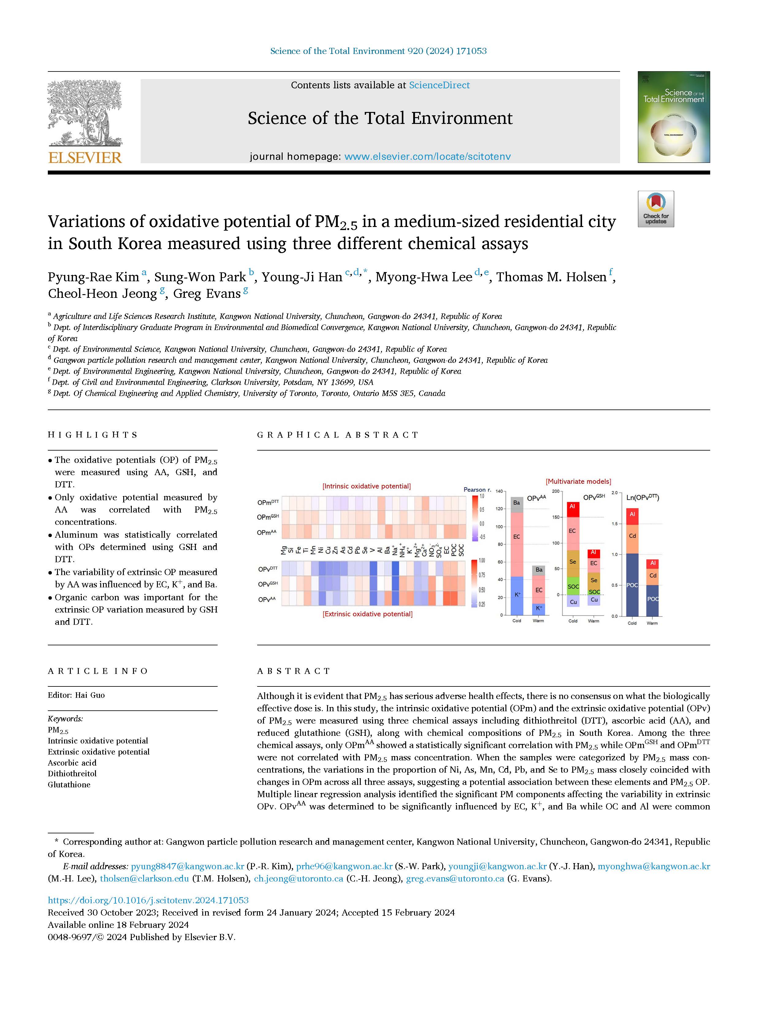 Variations of oxidative potential of PM2.5 in a medium-sized residential city in South Korea measured using three different.jpg